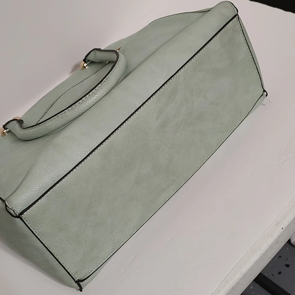 Seafoam Green Satchel / Shoulder  Bag W/Bow Large Bag